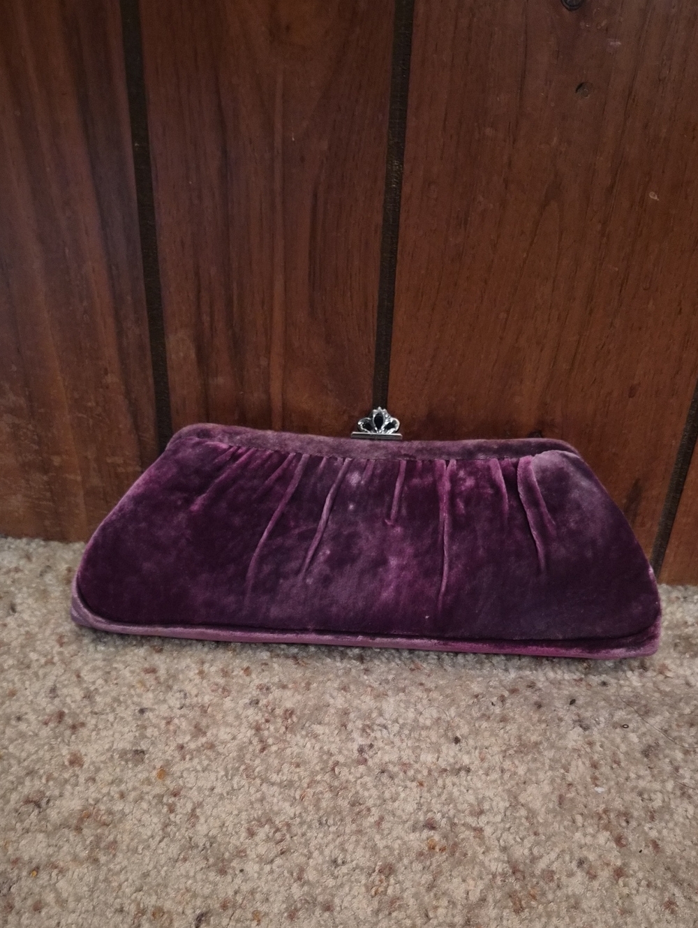 Vintage Bebe Plush Velvet Purple Evening Clutch